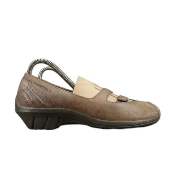 Merrell Shoes Womens 7 Mary Jane Wedge Slip On Loafer Leather Gabriella Brindle - Picture 1 of 15